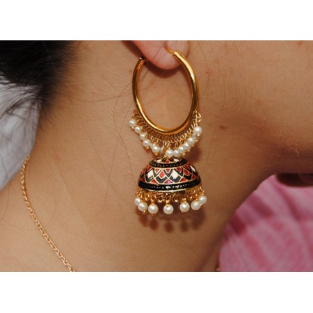  Colorful Red Black Green Bali  Meenakari  Jhumkas 
